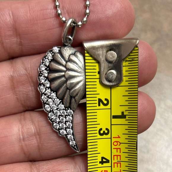 Vintage 925 Sterling Angel Wing Pendant Unisex - Picture 2 of 7